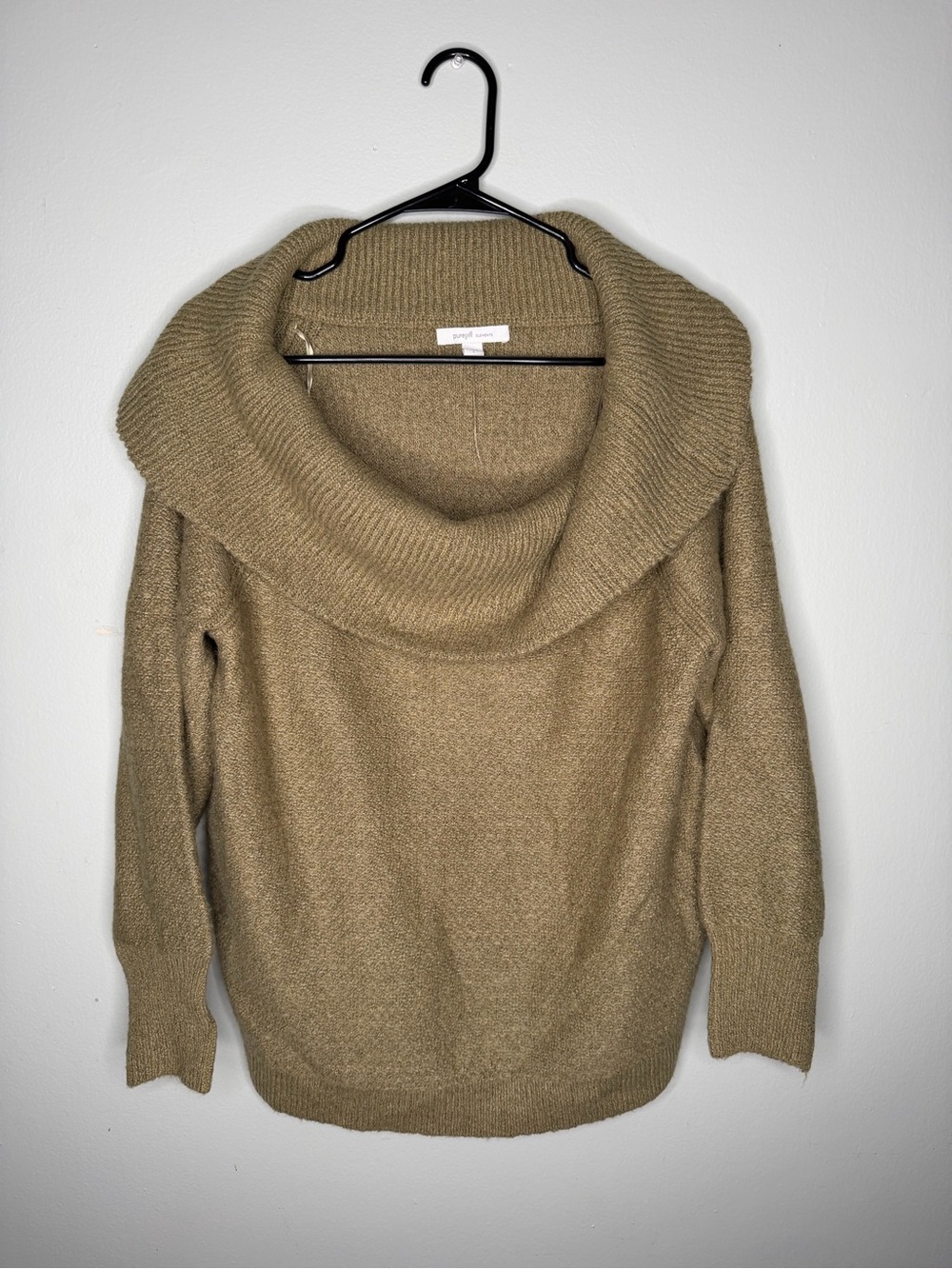J Jill Pure Elements Women’s Cowl Neck 3/4 sleeve Sweater Large Olive Green NWT
